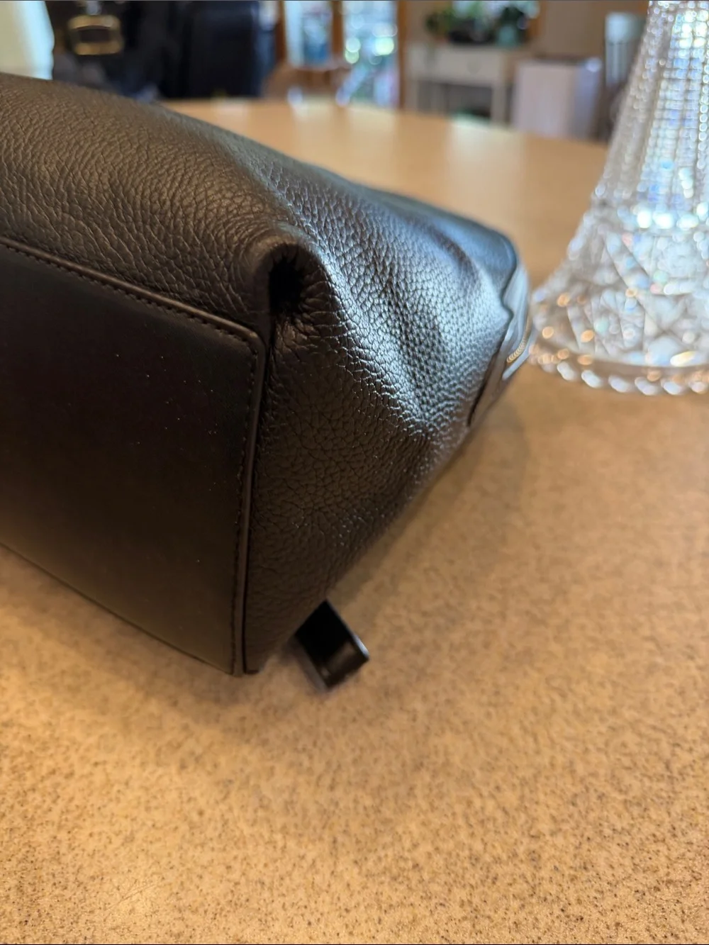 Michael Kors Black Pebbled Leather Backpack with Gold Accents